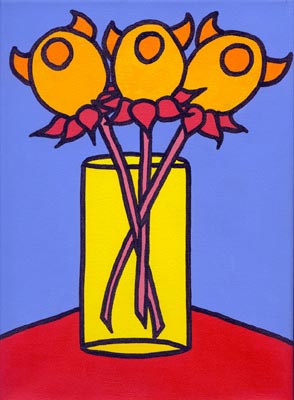 3 Flowers On Table